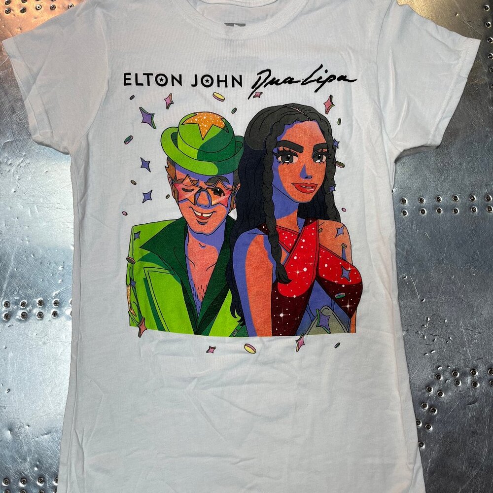 ELTON JOHN x DUA LIPA T-SHIRT TOUR FAREWELL YELLOW BRICK ROAD CONCERT 2022 sz M